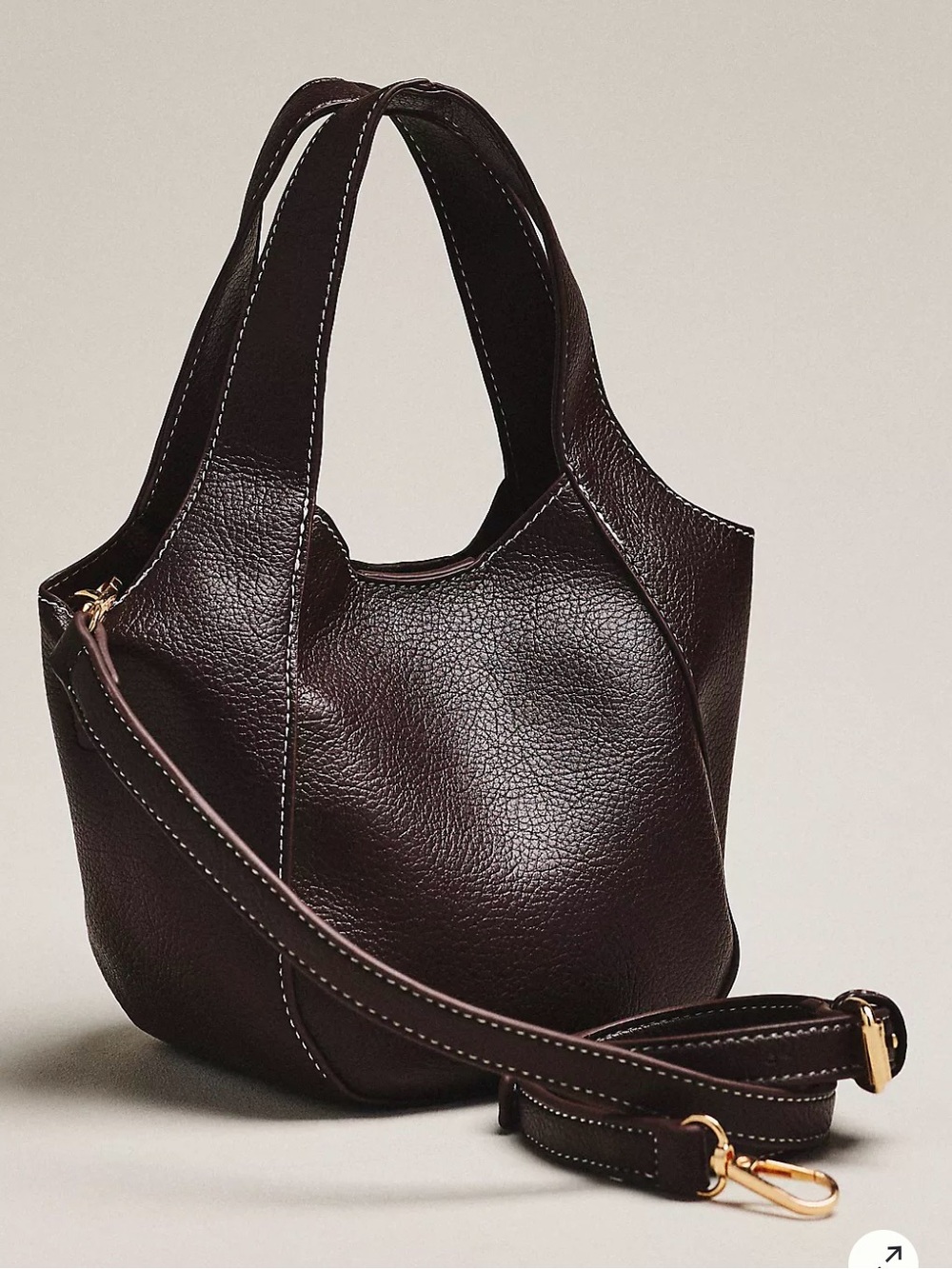 Anthropologie Chocolate Brown Sonia Mini Slouchy Tote Bag Purse Trendy  NWT Chic